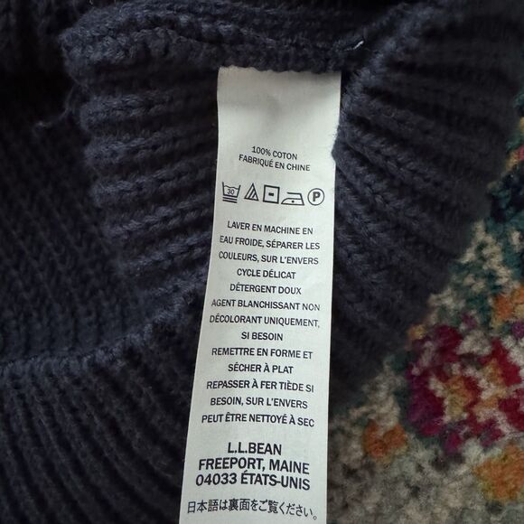 L.L. Bean Men's Cableknit Navy Blue Full Zip Cardigan Sweater Size Large Tall LT - Picture 7 of 7